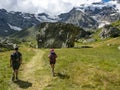 Trekking scene in the Italian alps Royalty Free Stock Photo