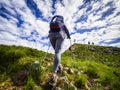 Trekking scene in the Italian alps Royalty Free Stock Photo