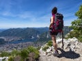 Trekking scene in the italian alps of Lombardy