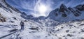 Trekking scene in winter on the italian alps Royalty Free Stock Photo