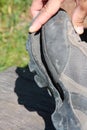 Trekking shoe broken after intensive use Royalty Free Stock Photo