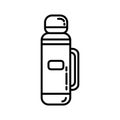 Trekking thermos bottle flat line icon. Camping or hiking element vector isolated image on white background. Glyph pictogram for Royalty Free Stock Photo