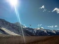 Trekking to Mount Aconcagua. Royalty Free Stock Photo