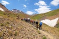 Trekking to mount Alamkuh , Alborz mountains , Iran