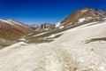 A trekking trail passing through thick snow Royalty Free Stock Photo