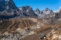 Trekking trail to Dzongla village, last village before cross Chola pass in Everest base camp trekking route, Himalaya mountians Royalty Free Stock Photo