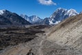 Trekking trail to Lobuche village from EBC, Everest region, Nepal Royalty Free Stock Photo