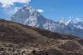 Trekking trail to Thukla pass, Everest region Royalty Free Stock Photo