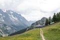 Trekking trail of the Tour du Mont Blanc trail Royalty Free Stock Photo