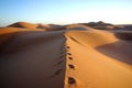 Trekking a Wahiba Sands peak Royalty Free Stock Photo