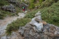 Trekking on a winding path through Imbros gorge near Chora Sfakion, island of Crete