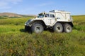 Trekol all-terrain vehicle moves in the tundra