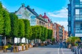 Trelleborg, Sweden, July 13, 2022: Commercial street in Trellebo