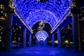 The Trellis at Christopher Columbus Park, at night, during Christmas time Royalty Free Stock Photo