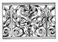 Trellis Parapet, rows of balausters, vintage engraving Royalty Free Stock Photo