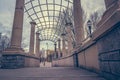 Trellis and walkway at Pack Square Park, in downtown Asheville, North Carolina ,USA. Royalty Free Stock Photo