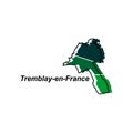 Tremblay en France City of France map vector illustration, vector template with outline graphic sketch style isolated on white Royalty Free Stock Photo