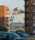 Tremendous cran working on new Tappan Zee bridge Royalty Free Stock Photo