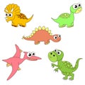 Tremendous dinosaurus dino set, the collection of coloring book template, the group of outline digital elements. Royalty Free Stock Photo