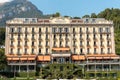 View of the Luxury Grand Hotel Tremezzo on the shore of lake Como, Lombardy, Italy