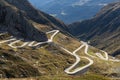 Tremola road on the Gotthard Pass in the Swiss mountains