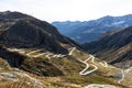 Tremola road on the Gotthard Pass in the Swiss mountains