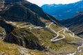 Tremola road on the Gotthard Pass in the Swiss mountains