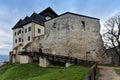 Trencin castle, Slovakia - The castle on top of a hill with its towers and fortified walls. Royalty Free Stock Photo