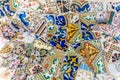 Trencadis mosaics in Park Guell Royalty Free Stock Photo