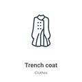 Trench coat outline vector icon. Thin line black trench coat icon, flat vector simple element illustration from editable clothes Royalty Free Stock Photo