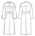 Trench Coat technical fashion Illustration.