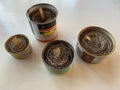 Cans for making candles. Trench military candles. Made by Ukrainian volunteers for soldiers serving on the front lines. Irpen,