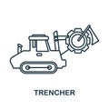 Trencher icon. Line element from machinery collection. Linear Trencher icon sign for web design, infographics and more.