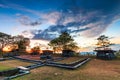 Trenches and bunkers in the sunset Royalty Free Stock Photo