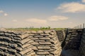 The Trenches of world war one sandbags in Belgium