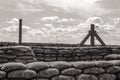 Trenches of world war one sandbags in Belgium Royalty Free Stock Photo