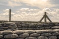 Trenches of world war one sandbags in Belgium Royalty Free Stock Photo