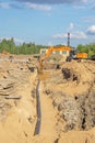 Trenching for pipelines and landscaping, substitution of soil