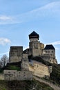 Trencin castle, Slovakia - The castle on top of a hill with its towers and fortified walls. Royalty Free Stock Photo