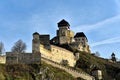 Trencin castle, Slovakia - The castle on top of a hill with its towers and fortified walls. Royalty Free Stock Photo