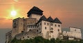 Trencin Castle at sunset