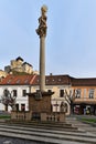 Trencin castle as seen from the main square in the old town Royalty Free Stock Photo