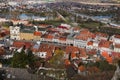 Trencin, Slovakia, March 10, 2024 Bird eye view photo of the famous Europe city in Slovakia with a tower and the old Royalty Free Stock Photo