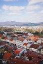 Trencin, Slovakia, March 10, 2024 Bird eye view photo of the famous Europe city in Slovakia with a tower and the old Royalty Free Stock Photo