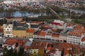 Trencin, Slovakia, March 10, 2024 Bird eye view photo of the famous Europe city in Slovakia with a tower and the old Royalty Free Stock Photo