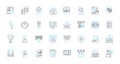 Trend analysis linear icons set. Forecasting, Detection, Monitoring, Analytics, Predictive, Insights, Patterns line Royalty Free Stock Photo