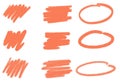 Trend apricot color markers and watercolor stripes on white background for wallpaper and stickers