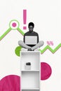 Trend artwork poster composite sketch image collage of trader analyzing charts graphics stats percent inflation young
