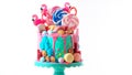 On trend candyland fantasy drip novelty birthday cake Royalty Free Stock Photo