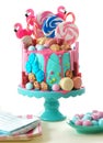 On trend candyland fantasy drip novelty birthday cake Royalty Free Stock Photo
